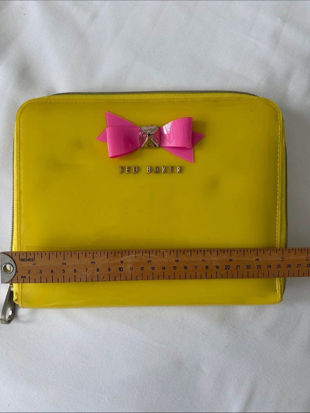 Ted Baker Yellow Patent Pouch with Pink Bow Detail - Picture 7 of 10